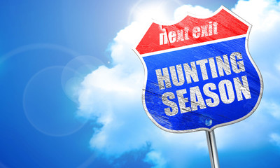 hunting season, 3D rendering, blue street sign