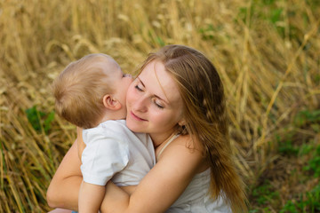 Fototapeta premium pregnant woman with a small boy