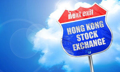 hong kong stock exchange, 3D rendering, blue street sign