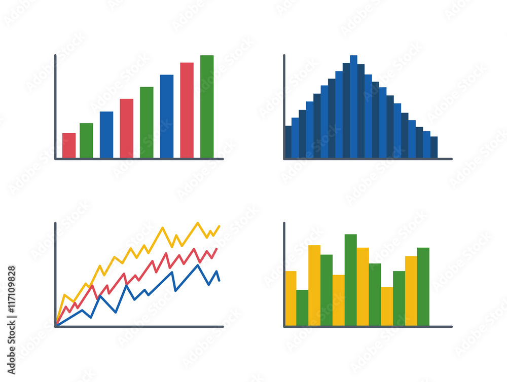 Poster business data graph analytics vector elements. bar pie charts diagrams and graphs flat icon. infogra