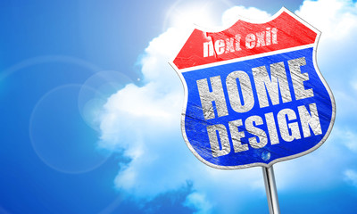 home design, 3D rendering, blue street sign