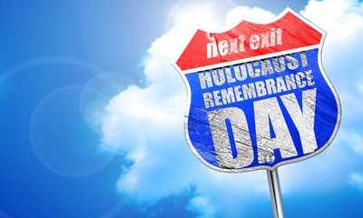 holocaust remembrance day, 3D rendering, blue street sign