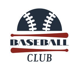 Template logo for baseball sport team with sport sign and symbols. Tournament competition graphic champion sport team logo badge icon. Vector club game baseball sport team logo badge.