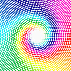 Abstract background - Colorful halftone vector texture - Rainbow spiral