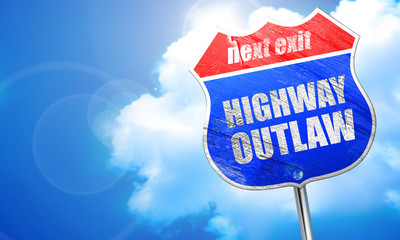 highway outlaw, 3D rendering, blue street sign