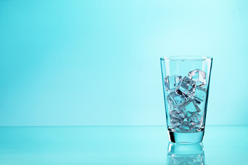 Glass with ice cubes