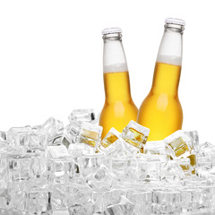 Bottles of beer in ice