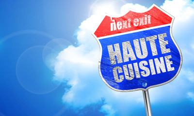 high cuisine, 3D rendering, blue street sign