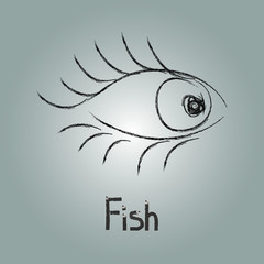 Fish and eye, vector image with fish.