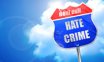 Hate crime background, 3D rendering, blue street sign