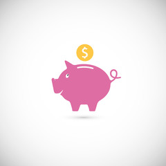 Pig bank icon. Isolated on white background. Vector illustration, eps 10.