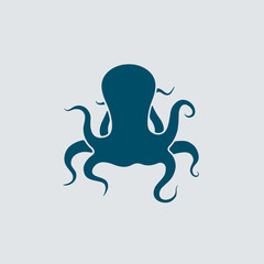 Vector illustration of octopus. Template for logos, labels and emblems.