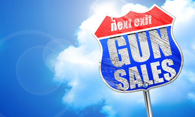 gun sales, 3D rendering, blue street sign