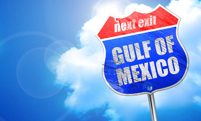 gulf of mexico, 3D rendering, blue street sign