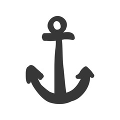 Sea lifestyle and nautical concept represented by silhouette anchor icon. Isolated and flat illustration