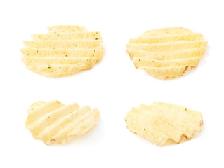 Single potato chip crisp isolated