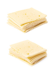 Pile of cheese slices isolated