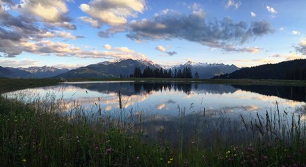 Mountain landscape with lake, Salzburg, Austria