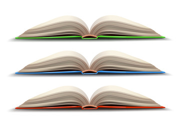 three opened book