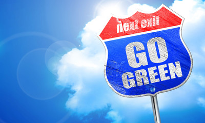 go green, 3D rendering, blue street sign