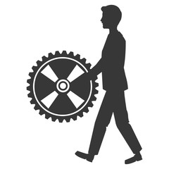 flat design businessman with gear icon vector illustration