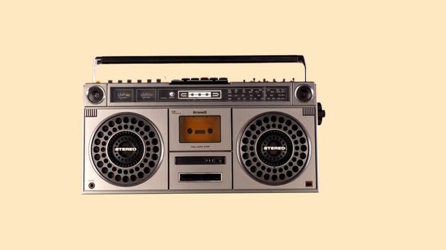 retro stereo ghettoblaster moving on its own