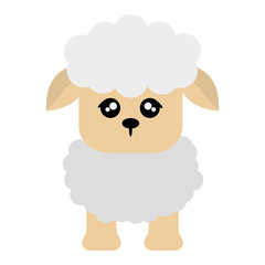 flat design cute sheep cartoon icon vector illustration