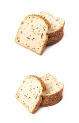 Sliced white bread composition isolated