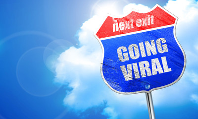 going viral, 3D rendering, blue street sign