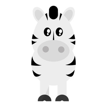 flat design cute zebra cartoon icon vector illustration