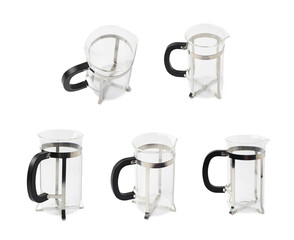 French press coffee pot isolated