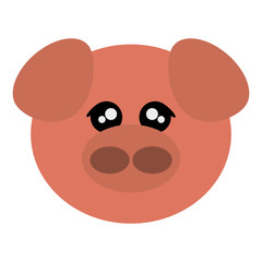 flat design cute pig cartoon icon vector illustration