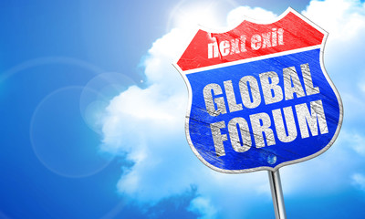global forum, 3D rendering, blue street sign