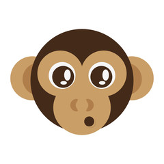 flat design cute monkey cartoon icon vector illustration