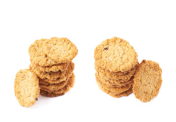 Pile stack of oatmeal cookies isolated