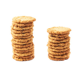 Pile stack of oatmeal cookies isolated