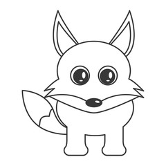 flat design cute fox cartoon icon vector illustration