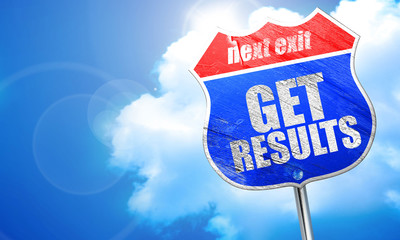 get results, 3D rendering, blue street sign