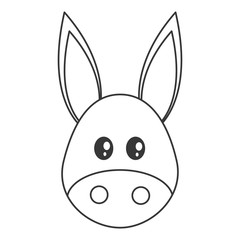 flat design cute donkey cartoon icon vector illustration
