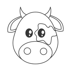 flat design Cute cow cartoon icon vector illustration