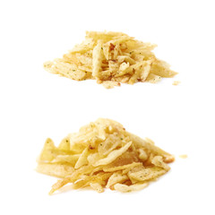 Big pile of potato chips isolated