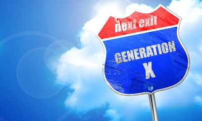 generation x word, 3D rendering, blue street sign