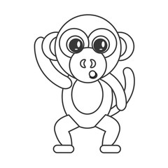 flat design cute monkey cartoon icon vector illustration