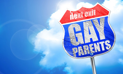 gay parents, 3D rendering, blue street sign