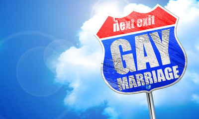 gay marriage, 3D rendering, blue street sign