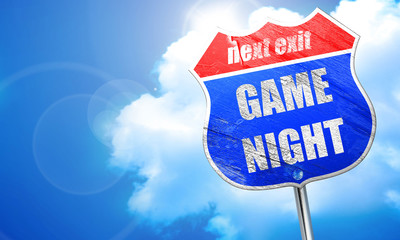 Game night sign, 3D rendering, blue street sign