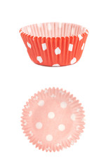 Red polka dot cupcake cup isolated