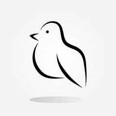 Vector silhouette of the bird icon painted brush strokes. Abstract, isolated.