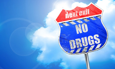 No drugs sign, 3D rendering, blue street sign