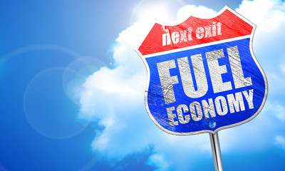 fuel economy, 3D rendering, blue street sign